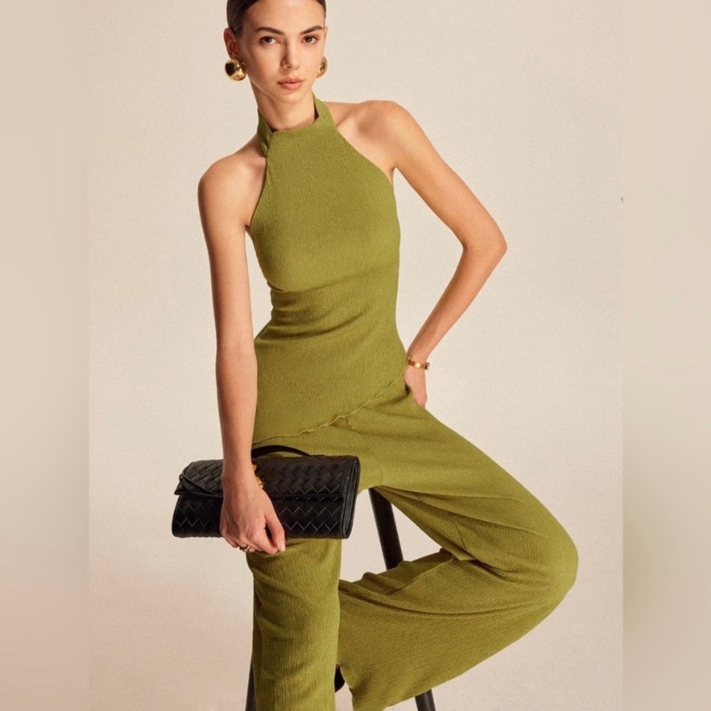 Commense Halter Neck Backless Pants Set
